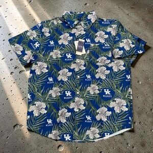 FOCO Kentucky Wildcats Hawaiian Shirt Medium Floral Button Up Tropical NCAA NWT
